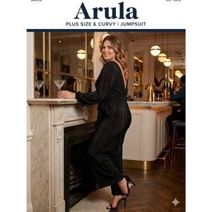 Arula NWT Black Pleated Long Sleeve Jumpsuit - Size B (2X)